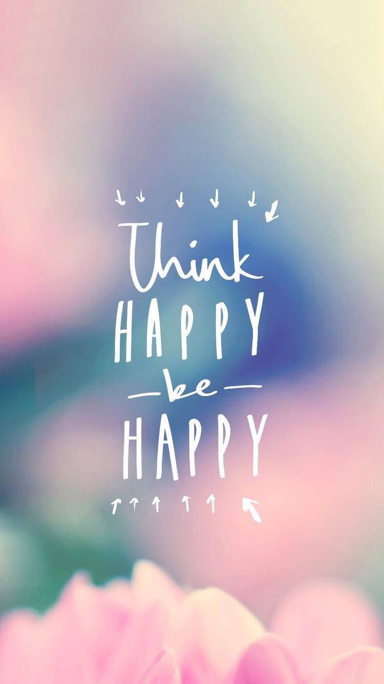Think Happy Be Happy Pink Background