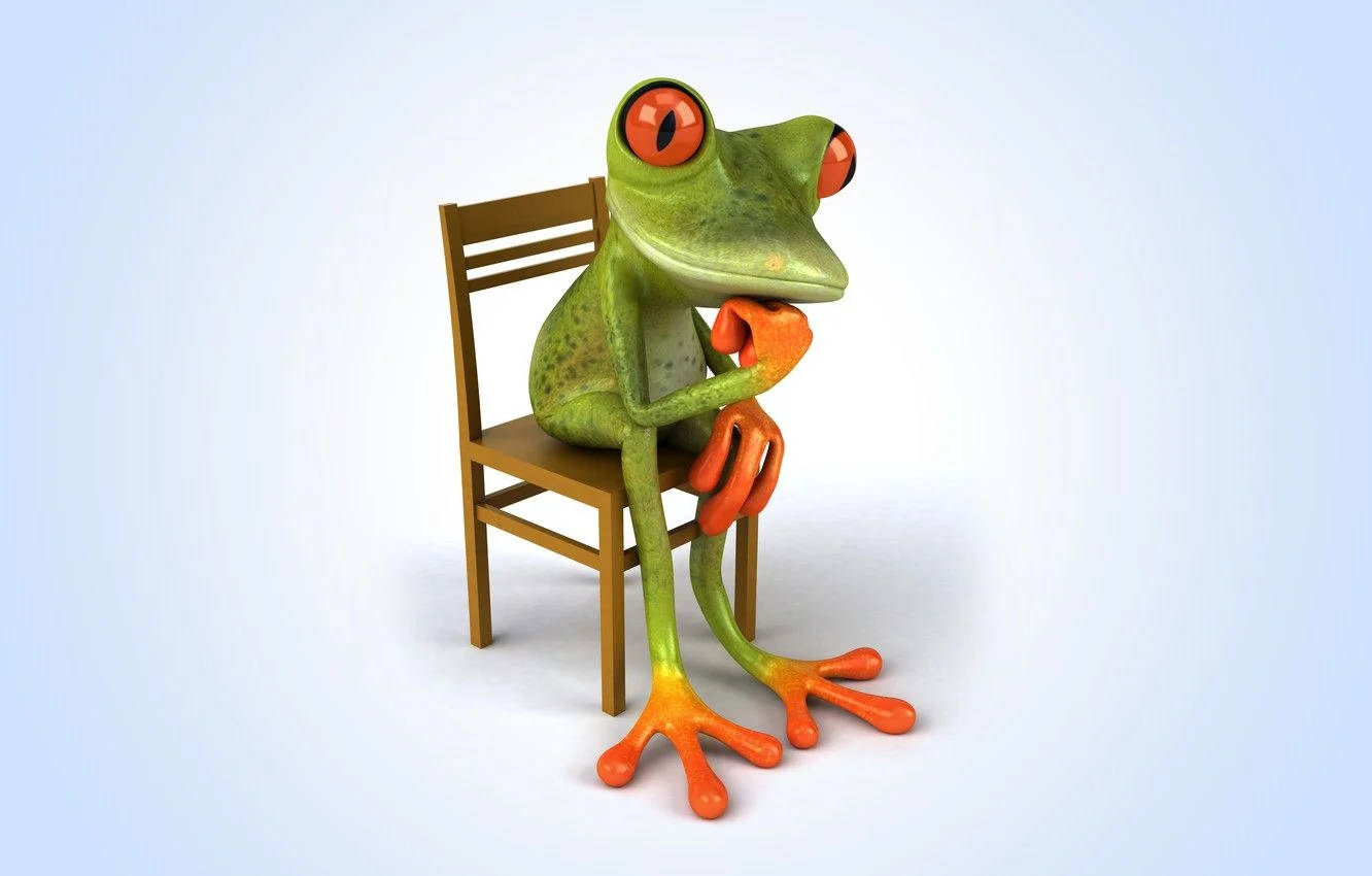 Thinking Kawaii Frog Background