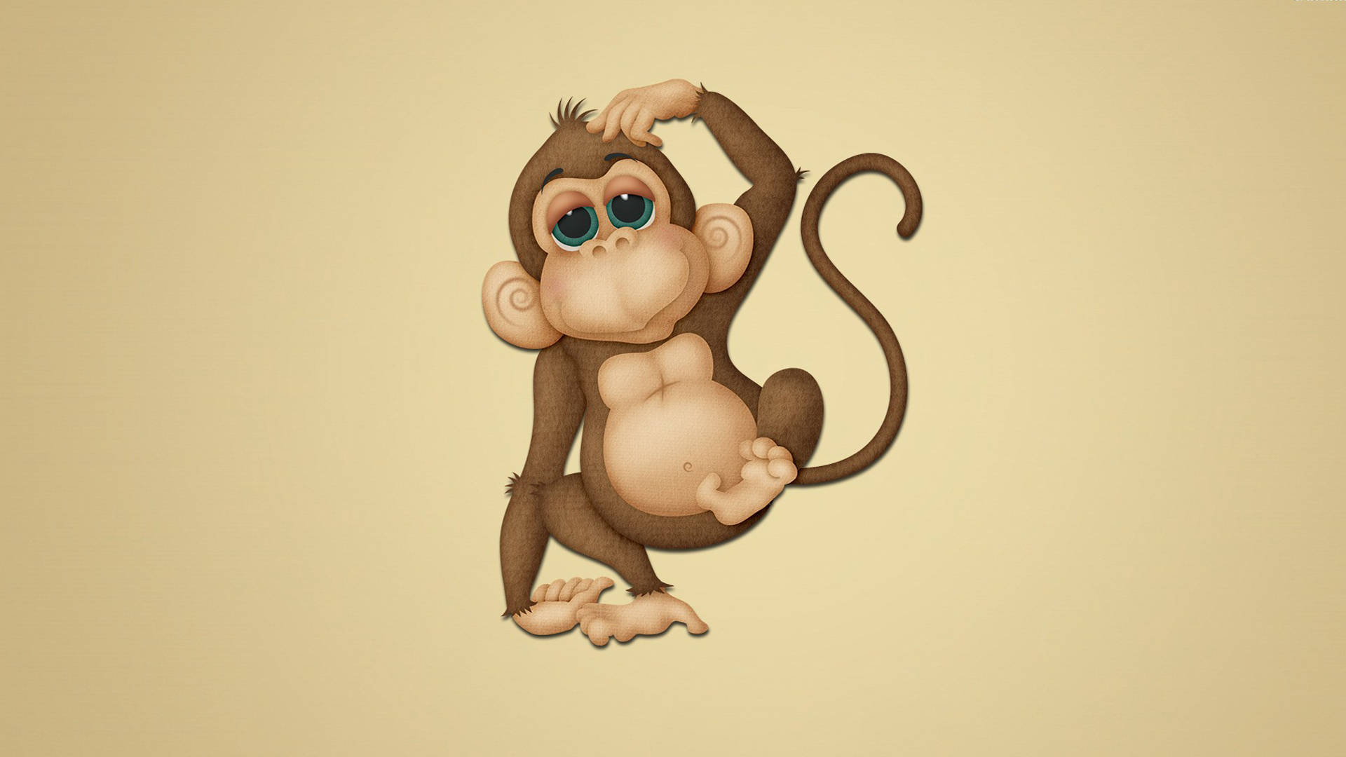 Thinking Monkey Cartoon Background