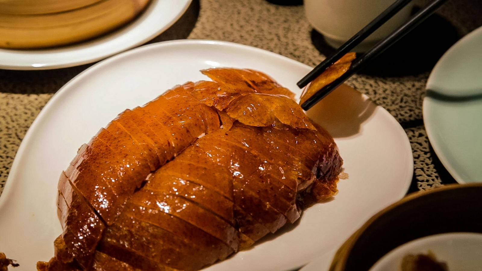 Thinly Sliced Roasted Peking Duck Background