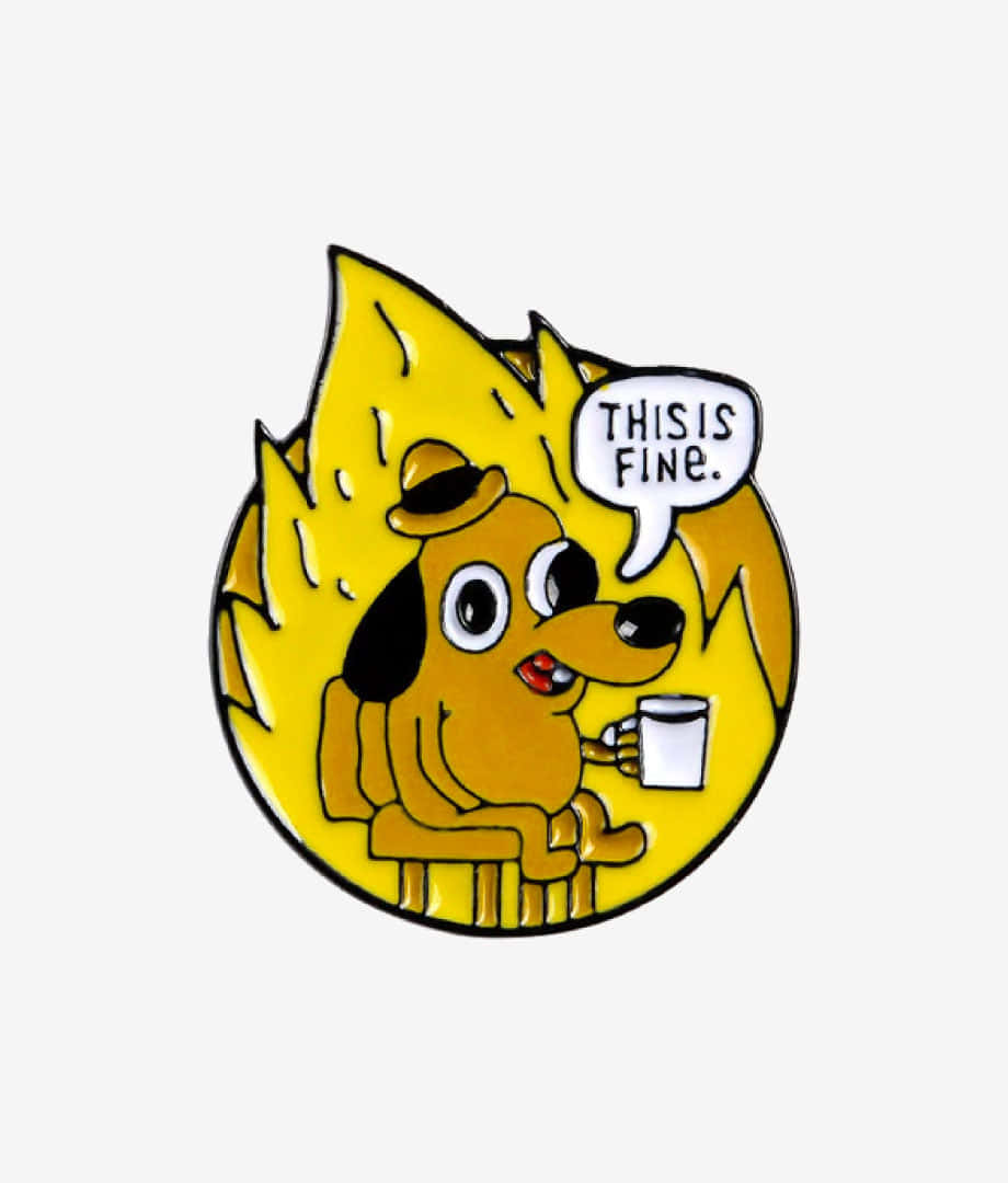 This Is Fine Dog Holding A Mug Background