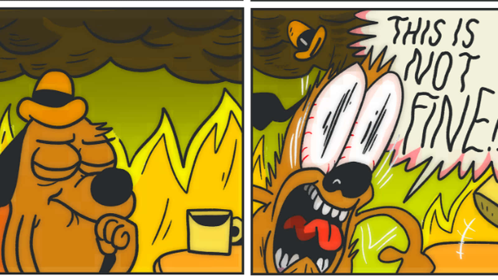 This Is Fine Dog Panicking Background