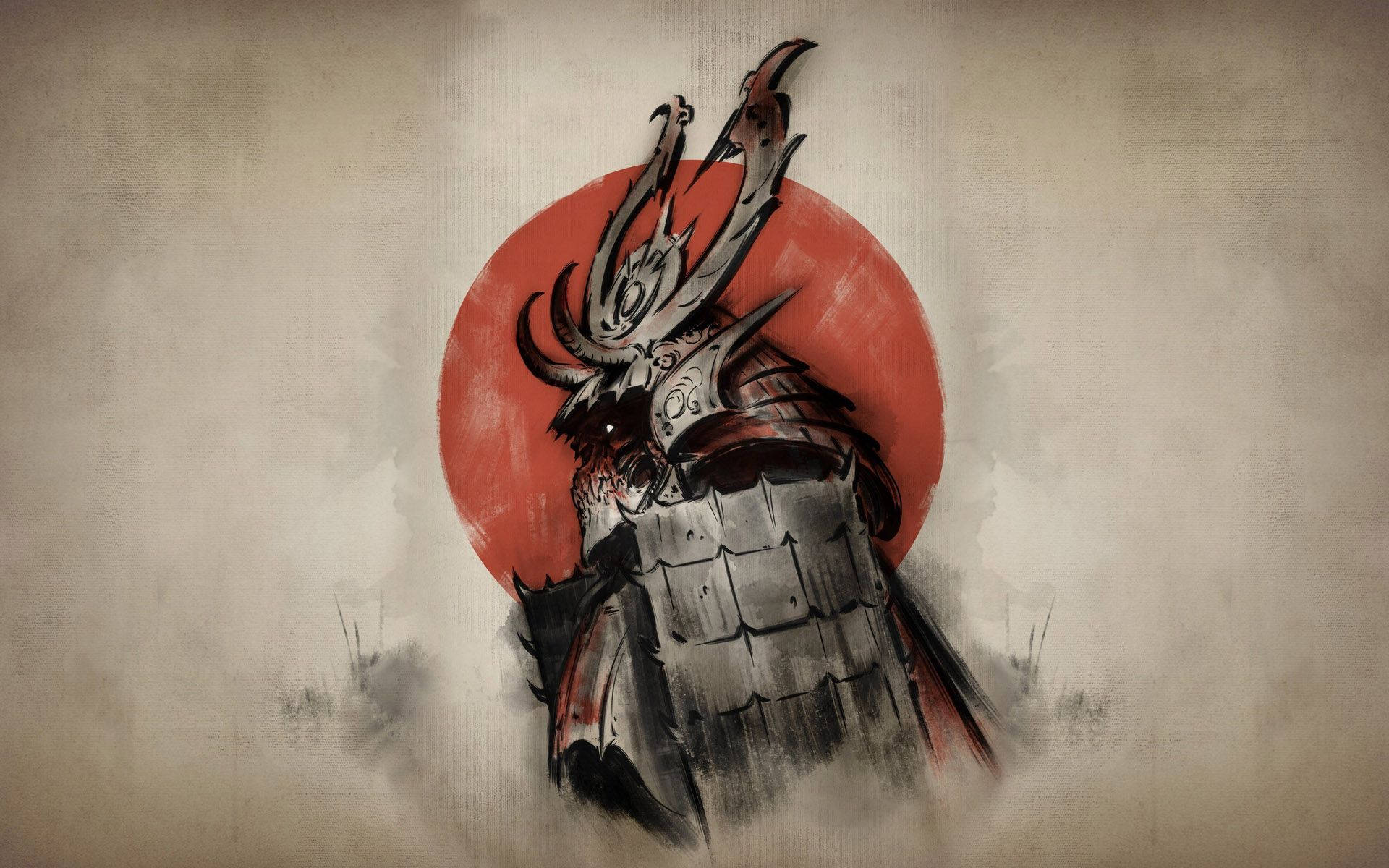 This Vibrant Painting Displays A Classic Samurai Fight Scene Background