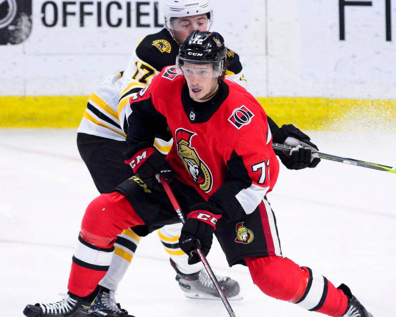 Thomas Chabot, Top-notch Professional Ice Hockey Player In Action Background