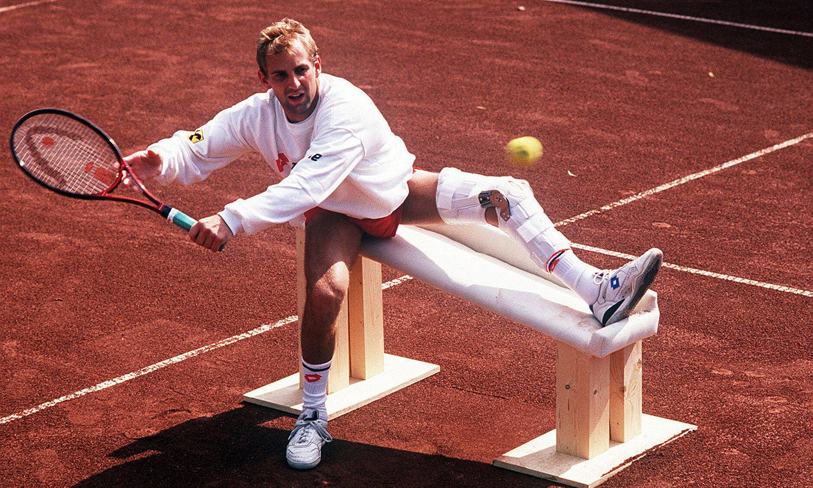 Thomas Muster Training With Injured Leg Background