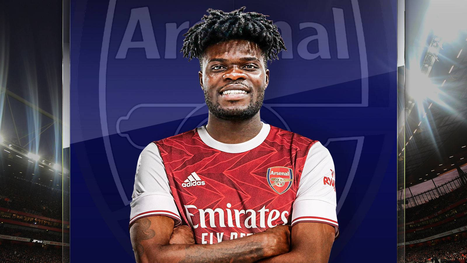 Thomas Partey Smiling With His Arms Crossed