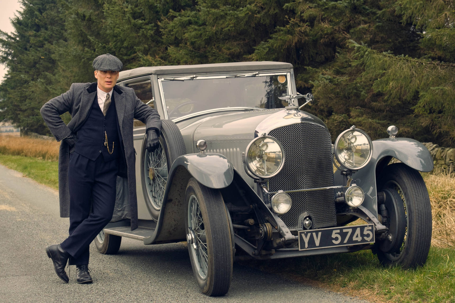 Thomas Shelby With Old Classic Car