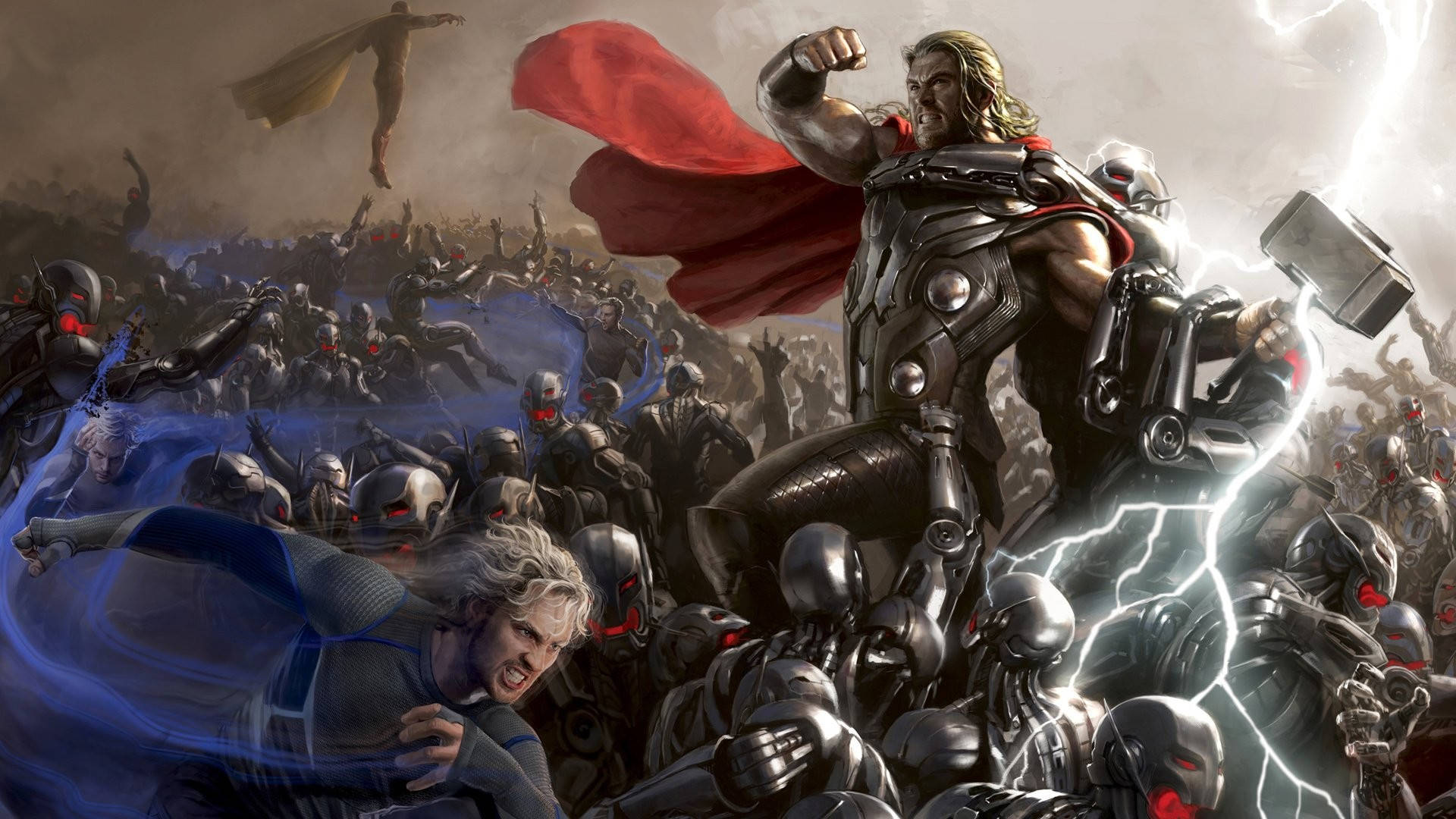 Thor Against The Devilish Ultron Background