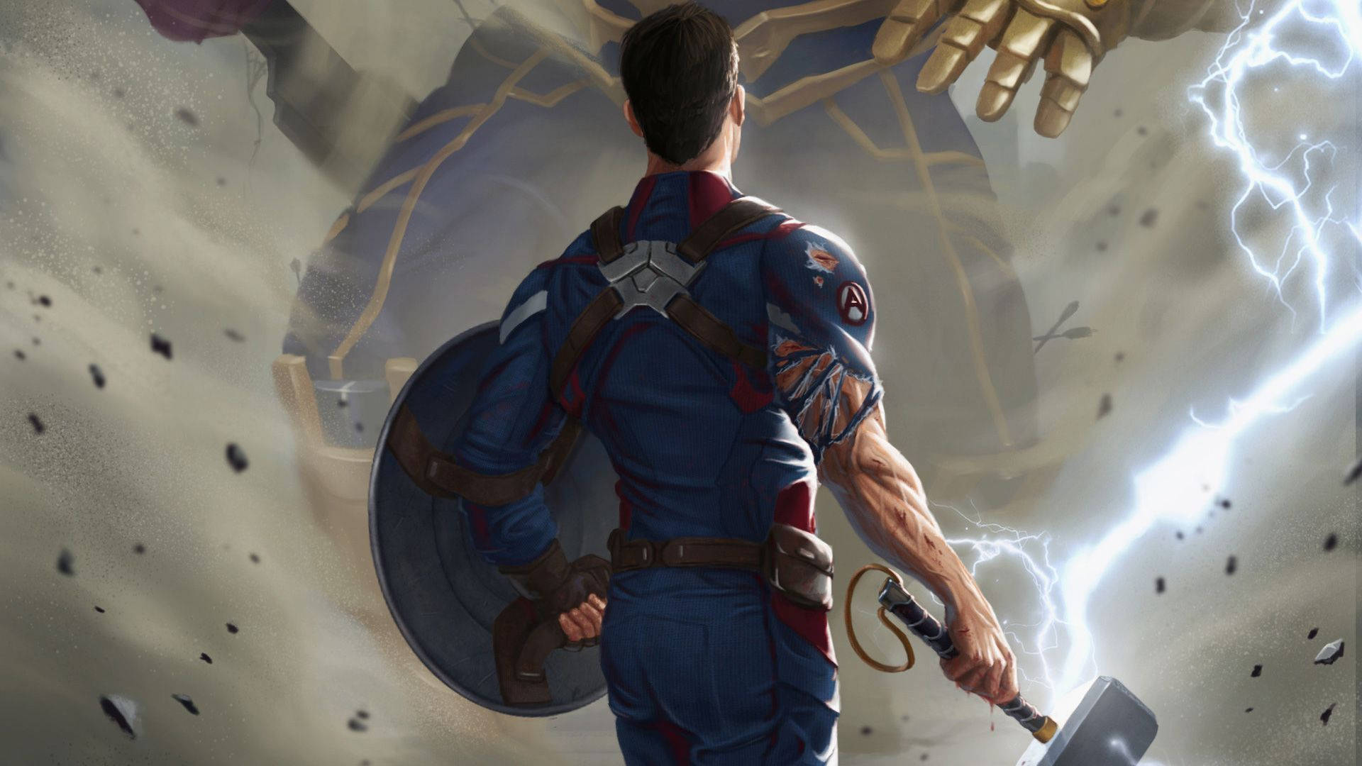 Thor Hammer Held By Captain America Background