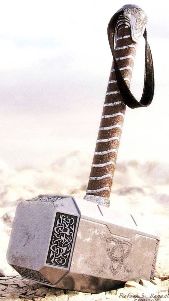 Thor Hammer On The Rocks Background