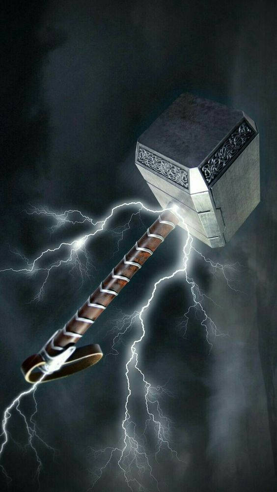 Thor Hammer Powered With Lightning Background