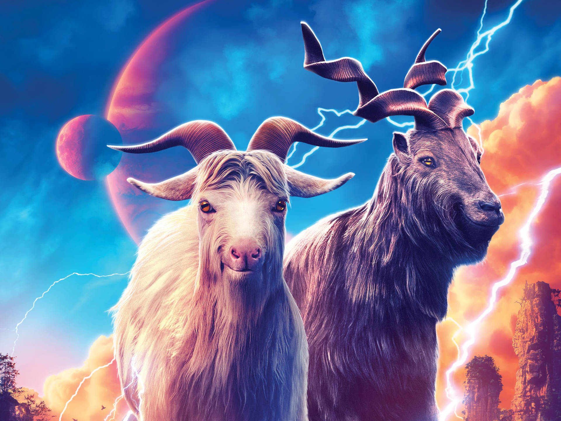 Thor Love And Thunder Asgardian Goats Background