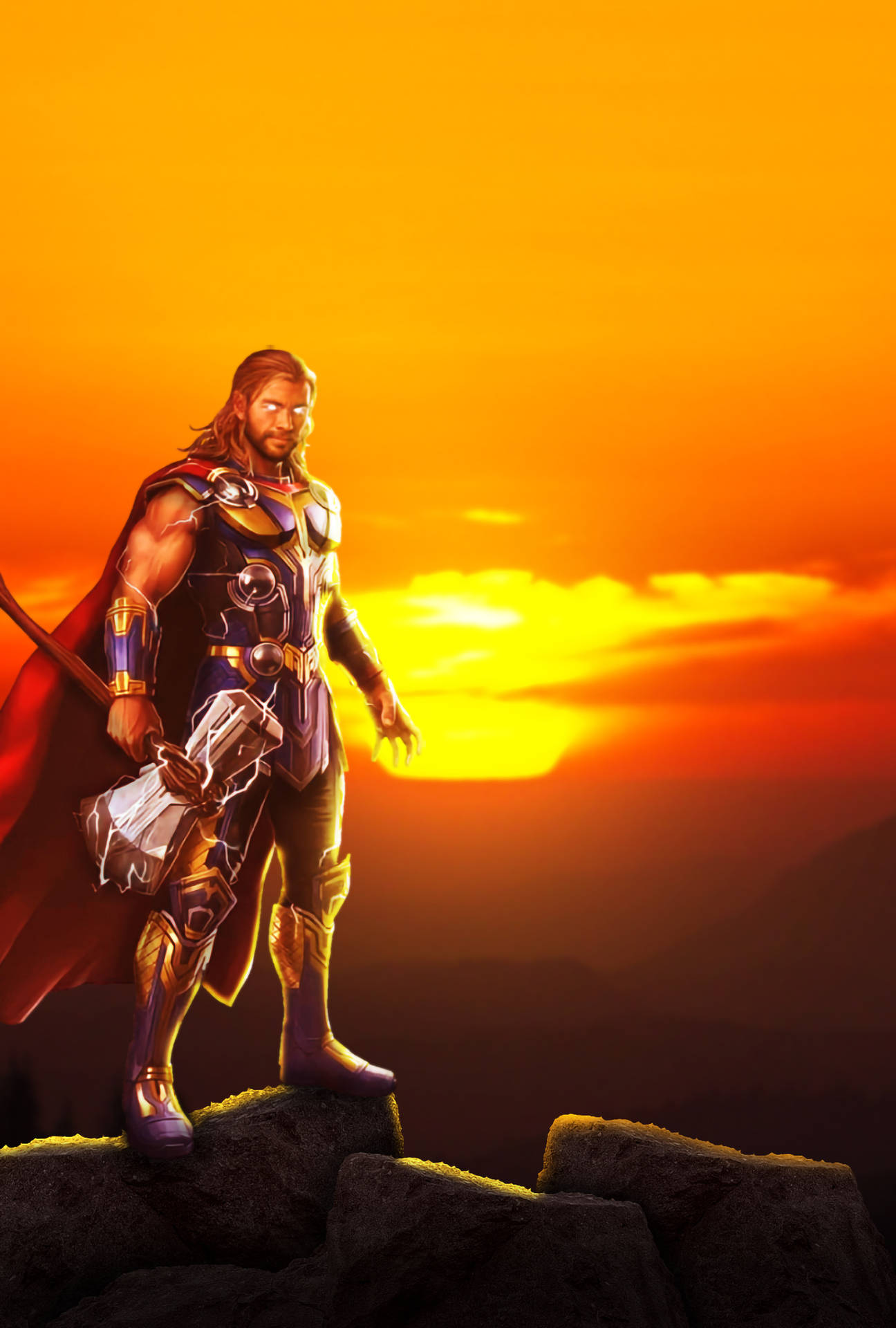 Thor Love And Thunder Sunset Art Background