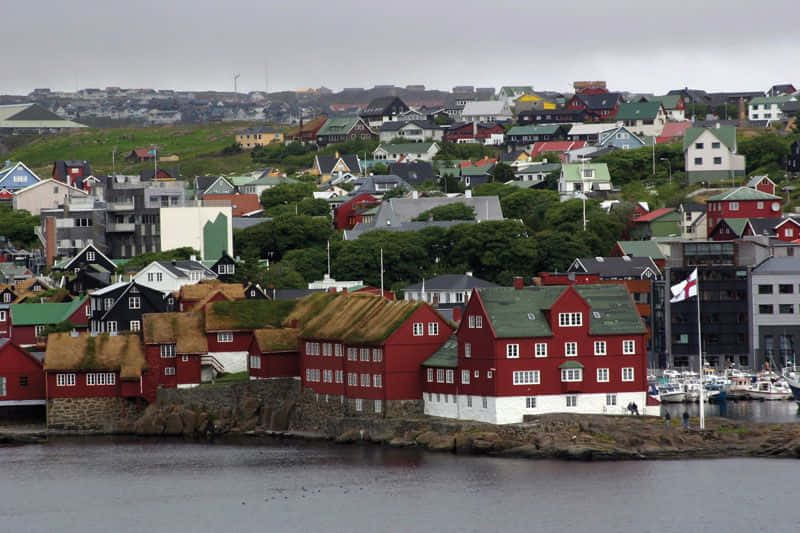 Thorshavn Under Gloomy Sky Background