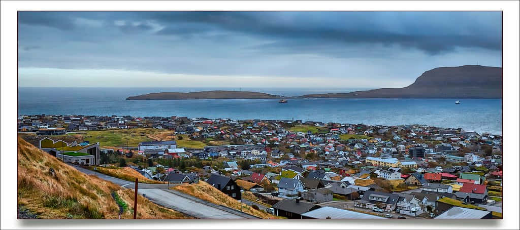 Thorshavn With Ocean And Island Background Background