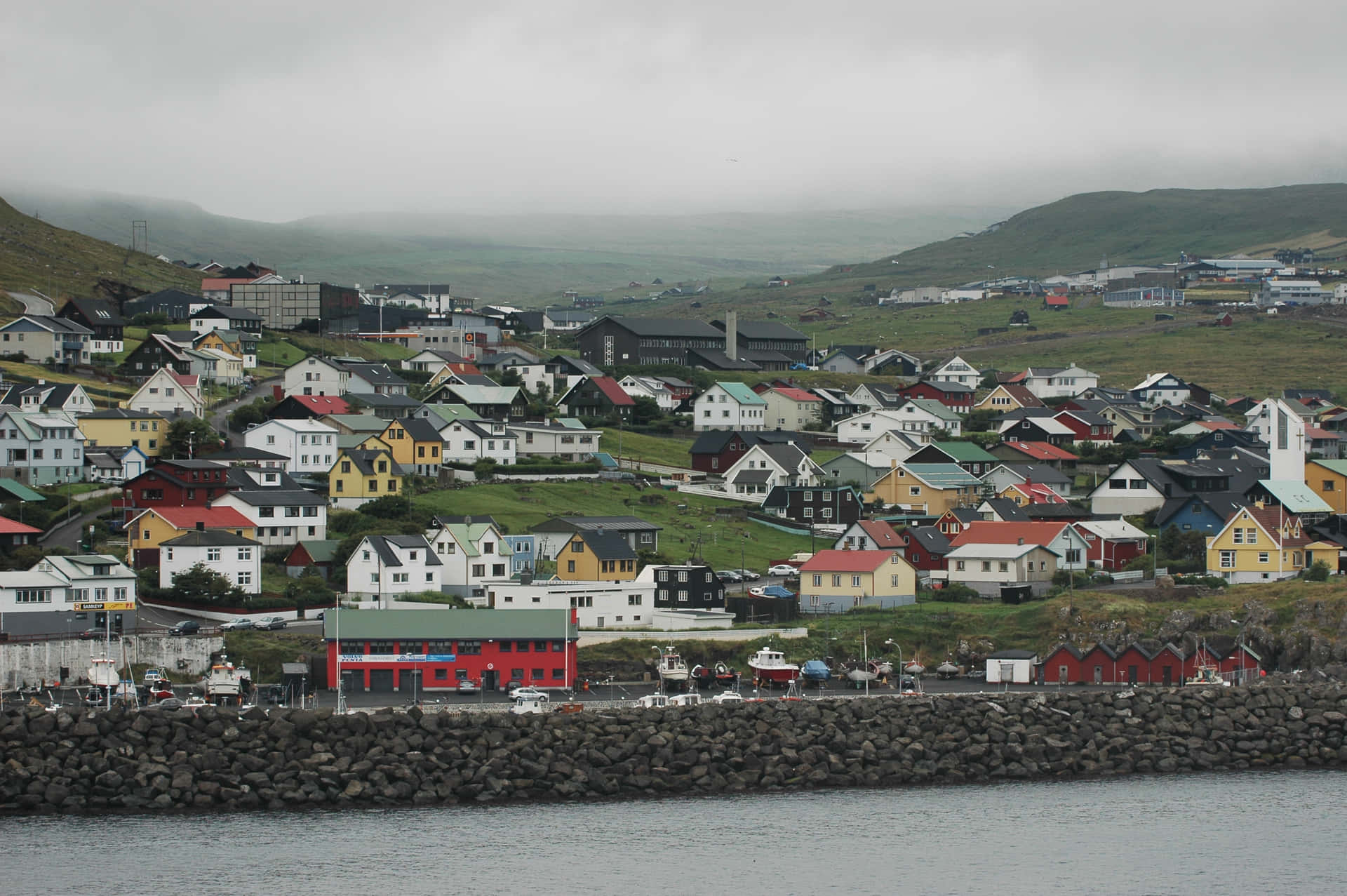 Thorshavn With Stone Wall Background
