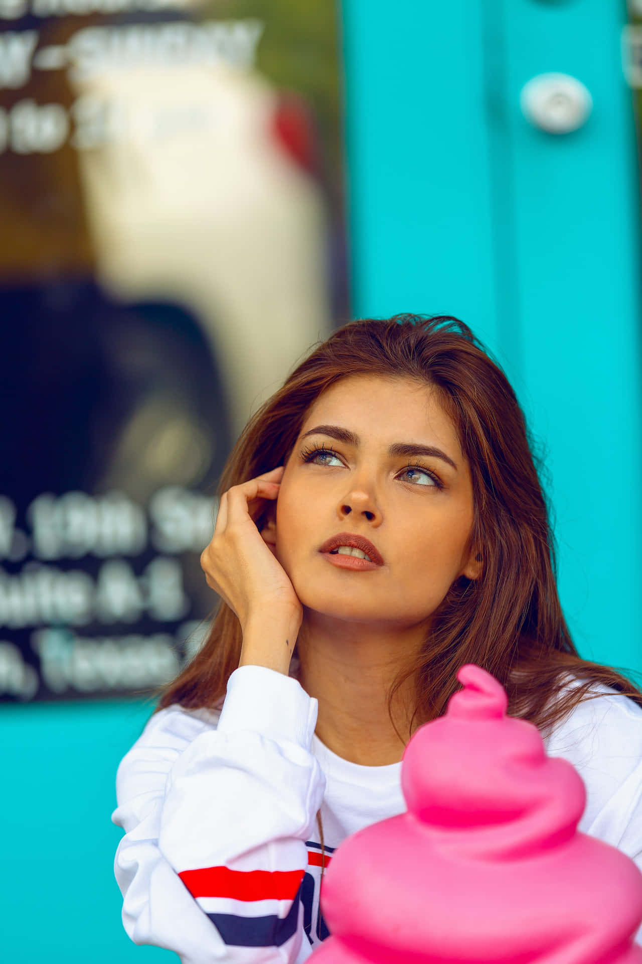 Thoughtful Beauty Turquoise Backdrop Background