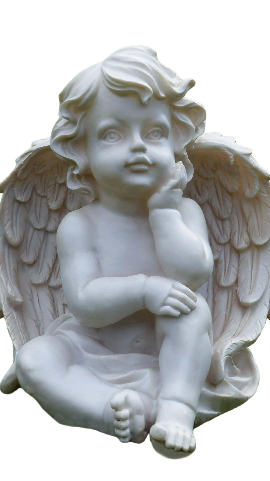 Thoughtful Cherub Statue Background