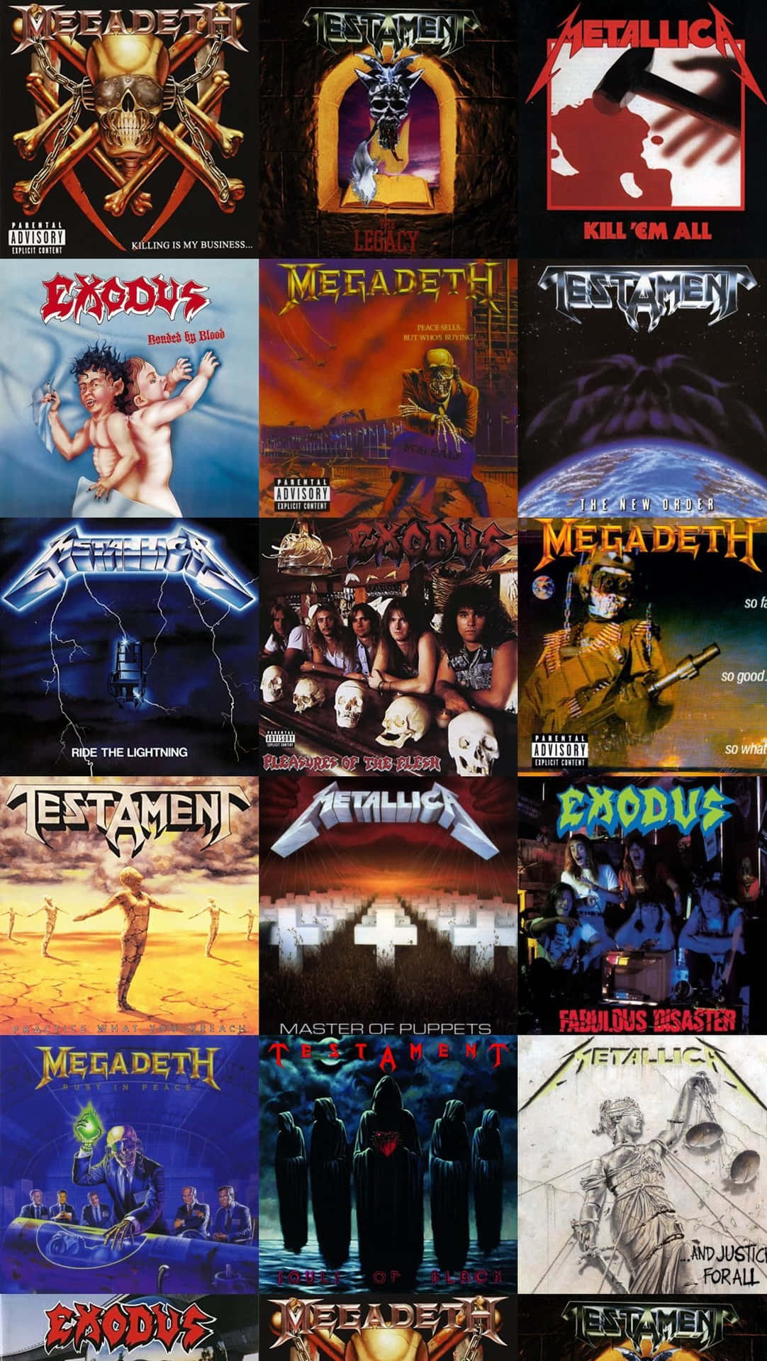 Thrash Metal Album Covers Collage Background