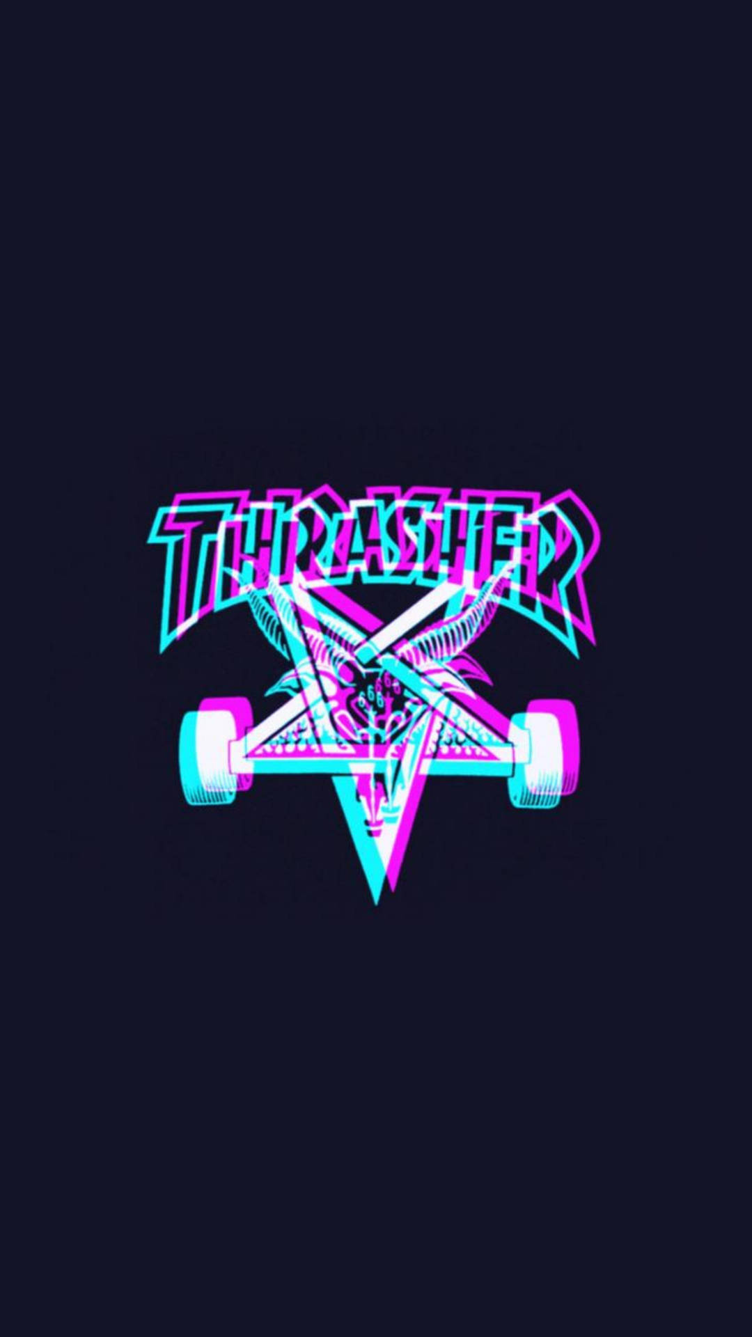 Thrasher Glitch Neon Logo Background