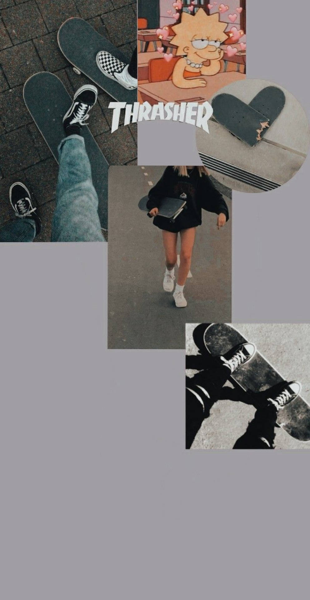 Thrasher Gray Collage Skater Aesthetic