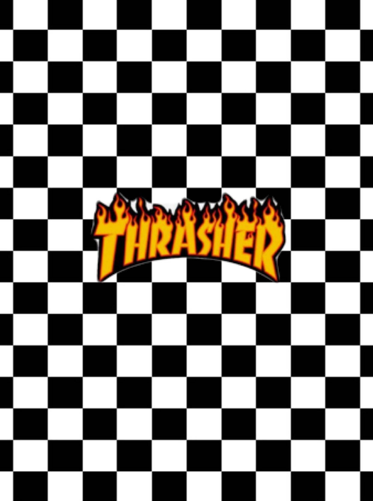 Thrasher Logo Black And White Squares Background