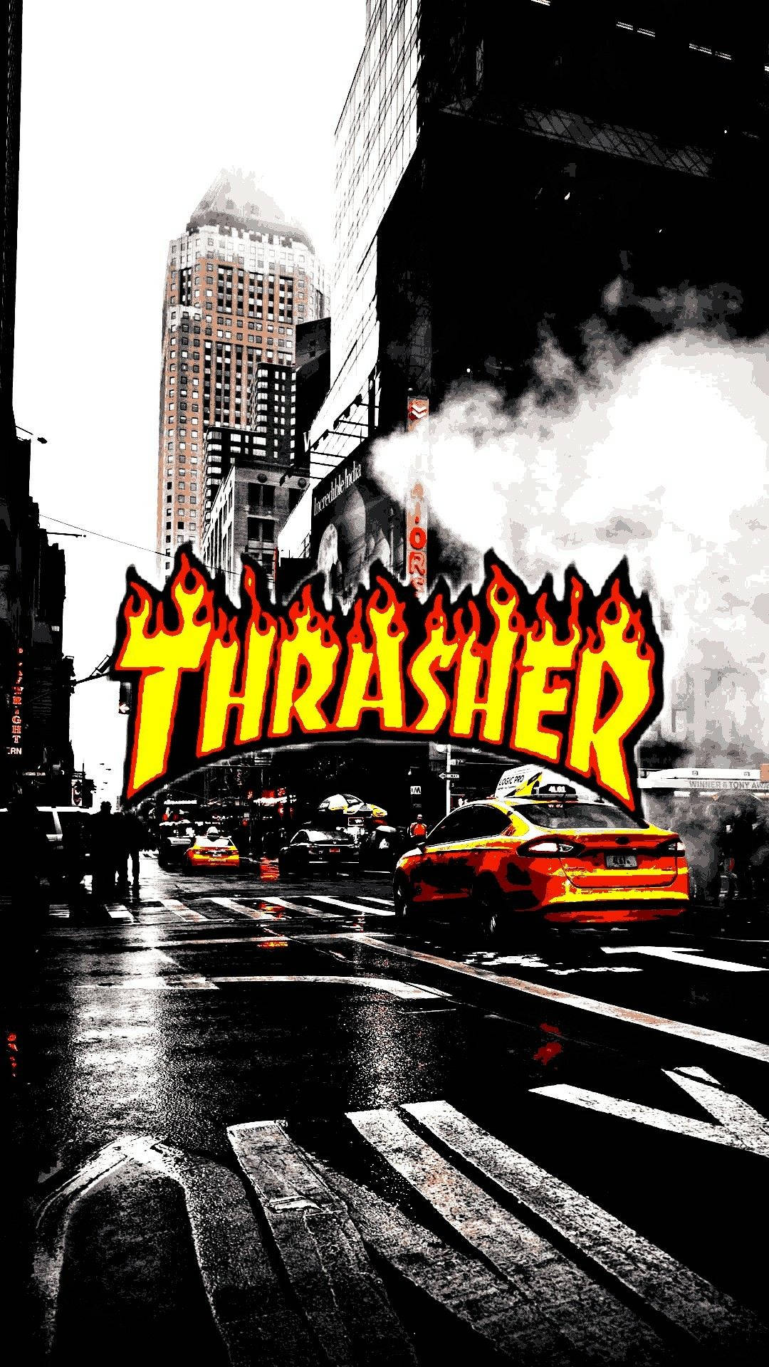 Thrasher Logo On Streets Background