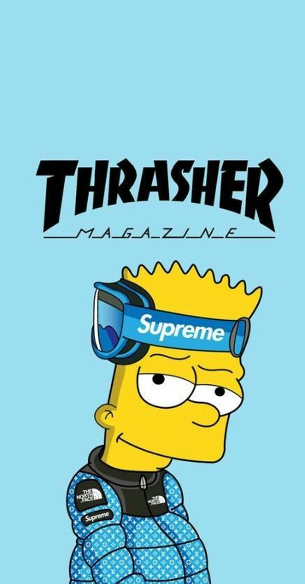 Thrasher Magazine Cover With A Cartoon Character Background