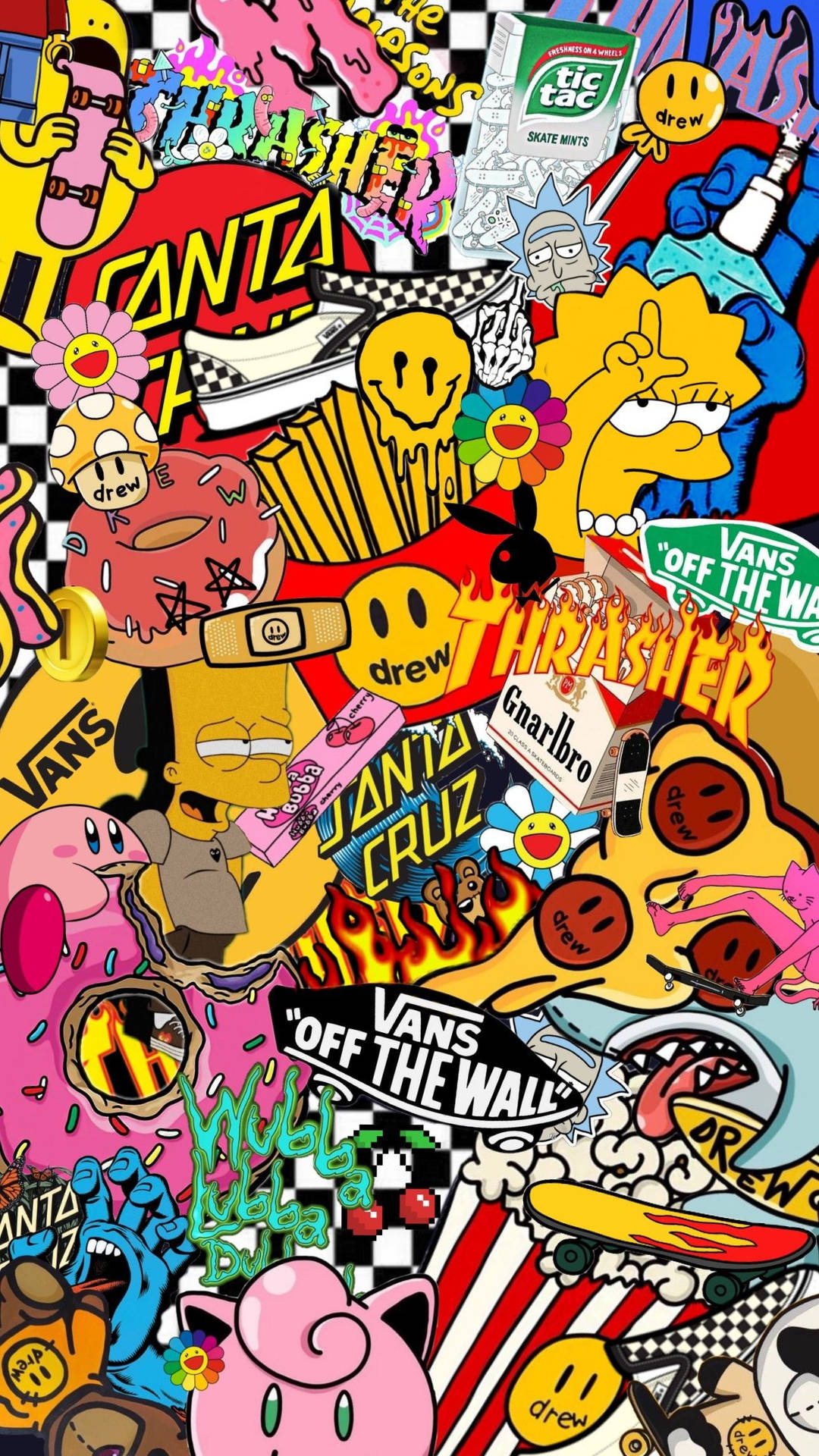 Thrasher Skate Sticker Collage Background