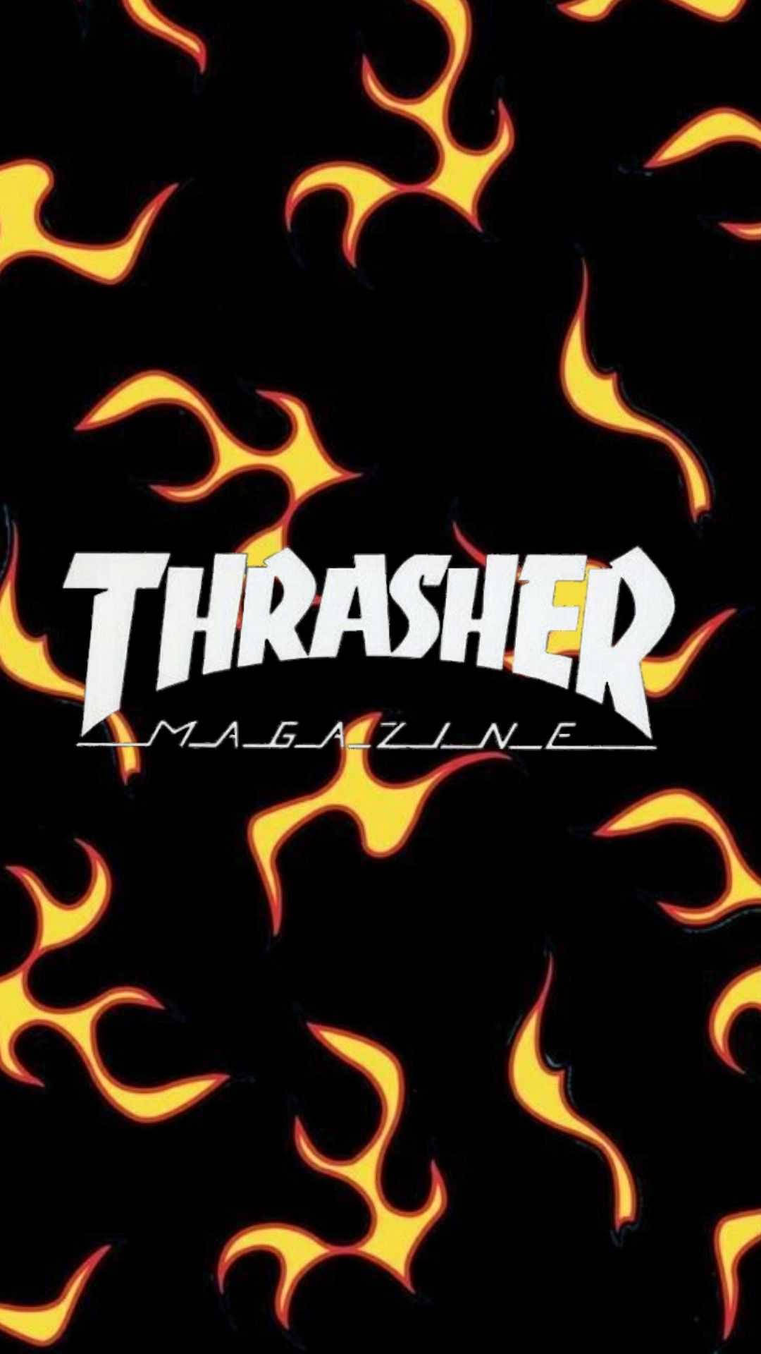Thrasher With Flame Patterns Background
