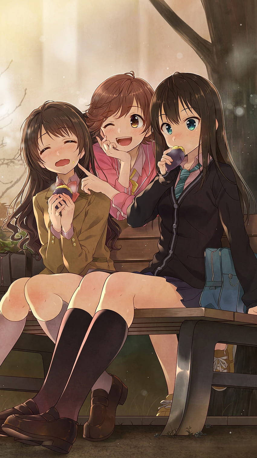 Three Anime Girls Good Pfp Background