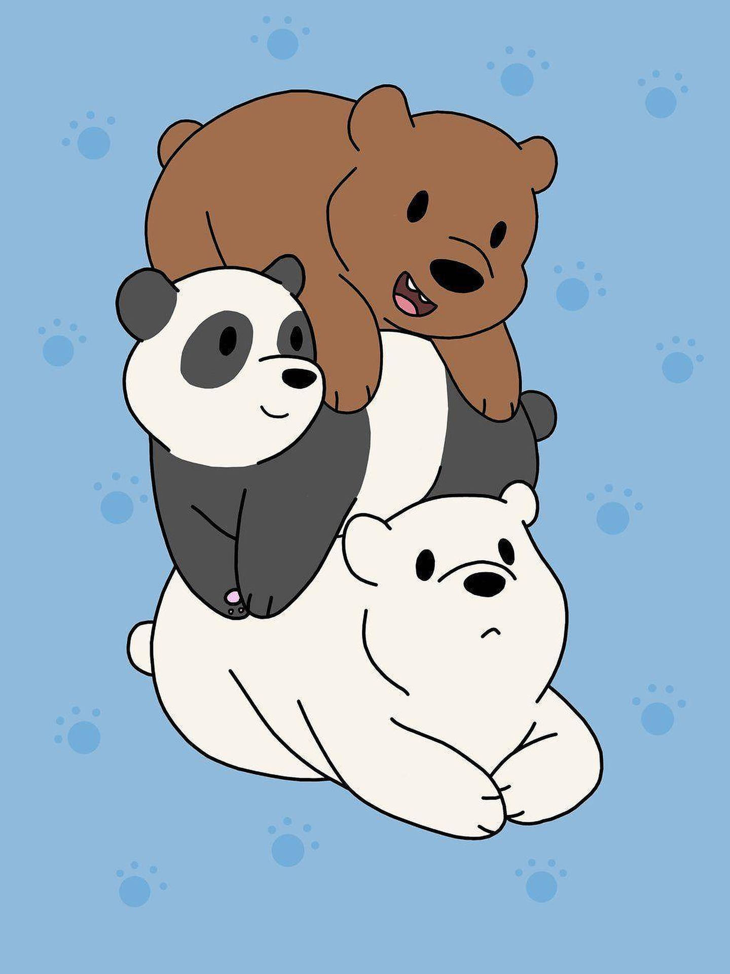 Three Bears Blue Art Background
