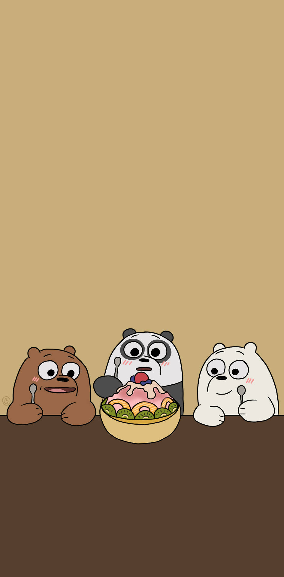 Three Bears Eating Ice Cream Background