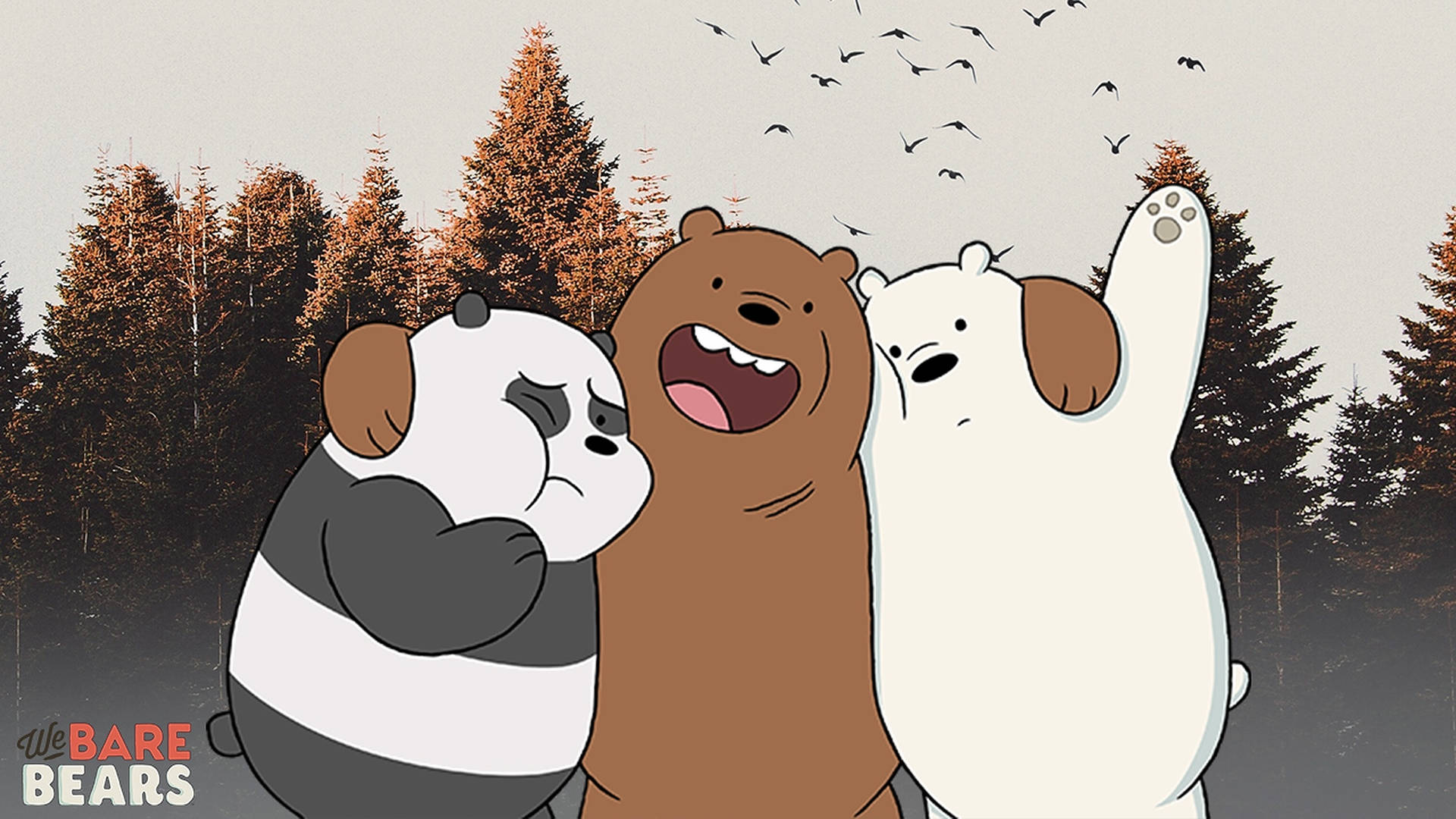 Three Bears In The Forest Background