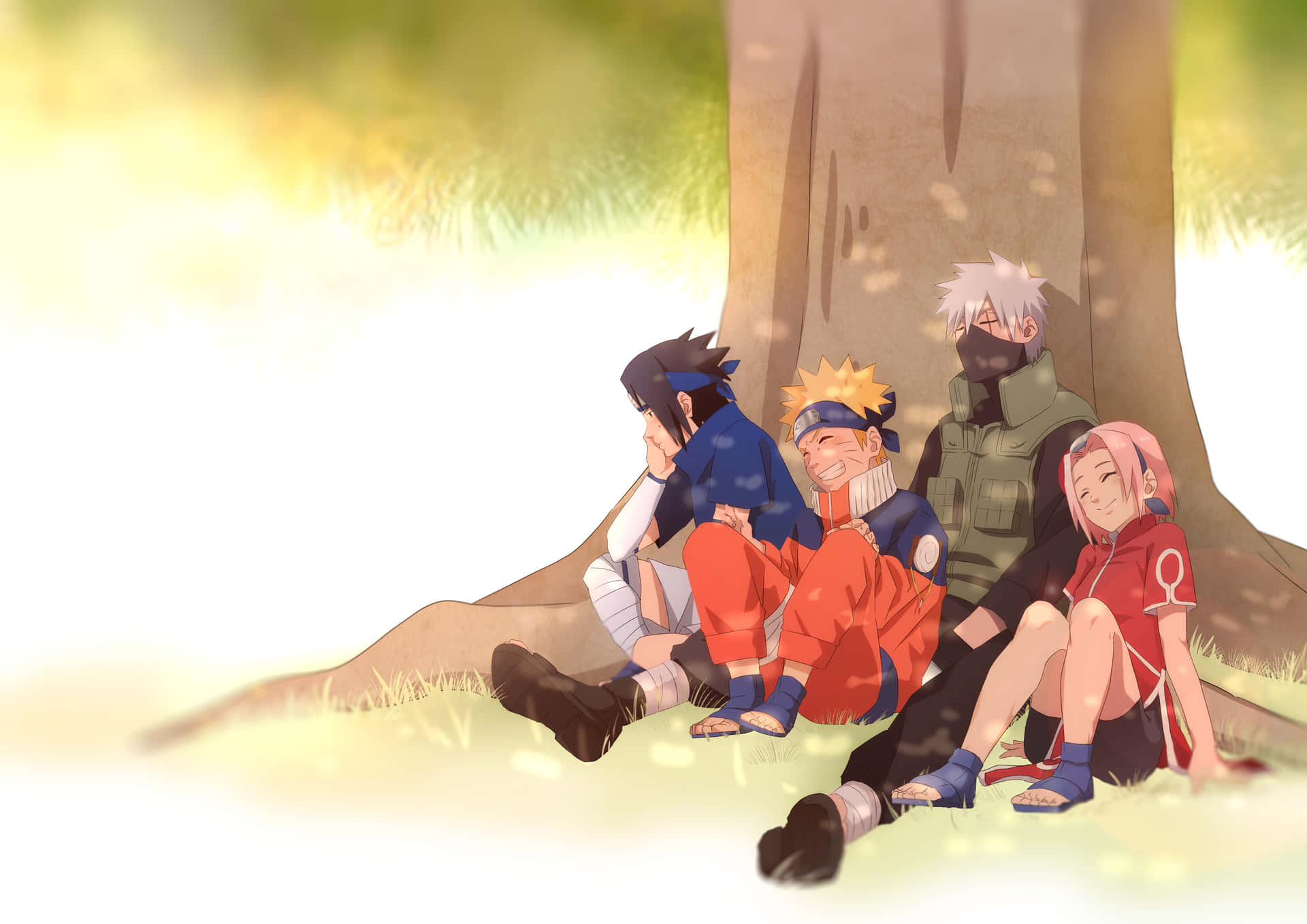 Three Best Friends—kakashi, Naruto And Sasuke Background