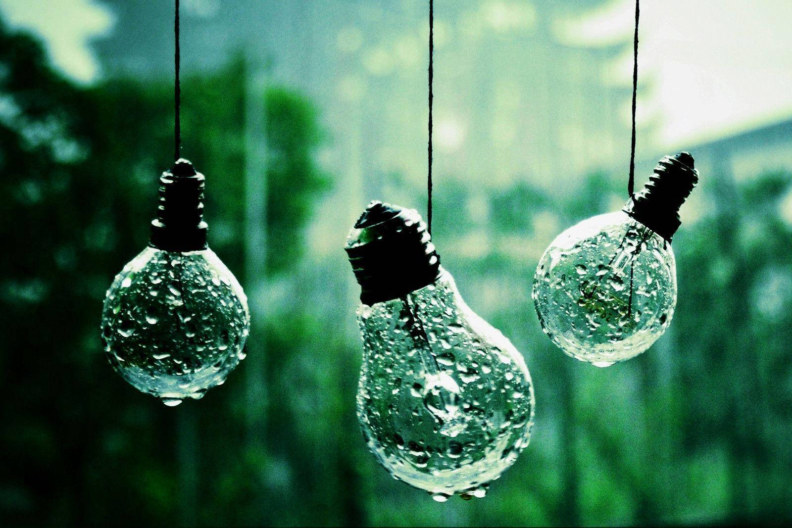 Three Bulbs Most Beautiful Rain Background
