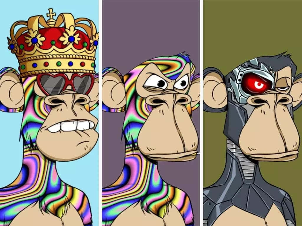 Three Cartoon Nft Monkey Background