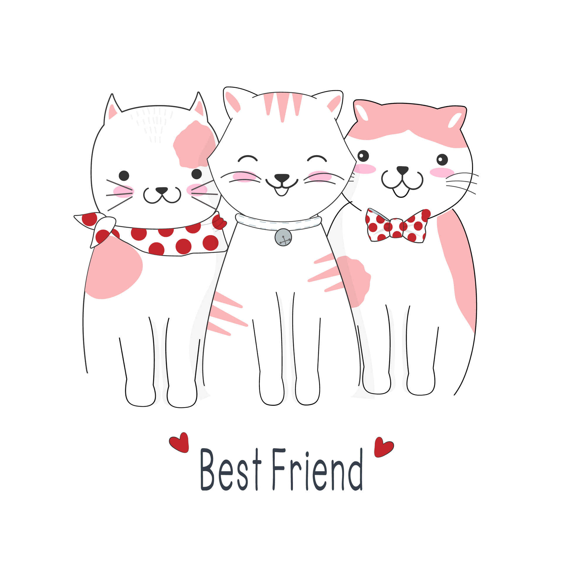 Three Cats Kawaii Best Friend