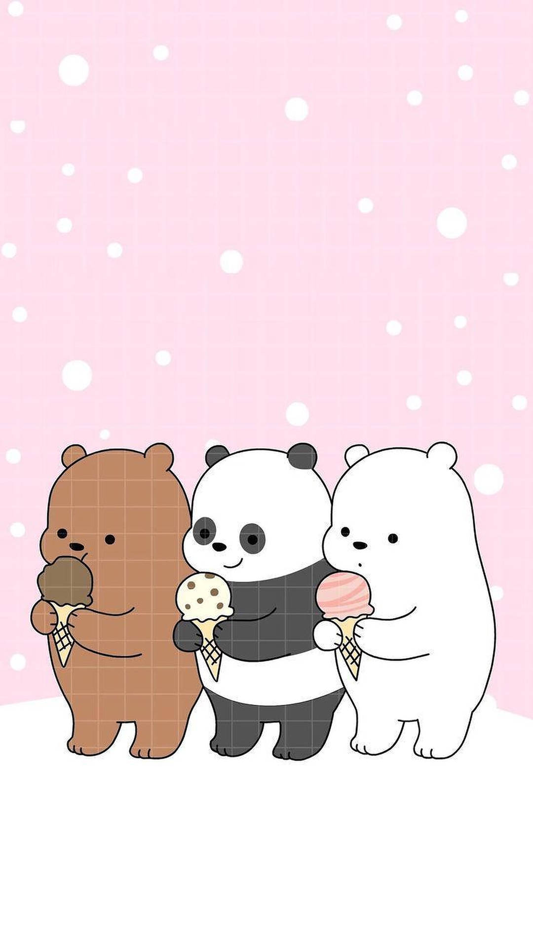 Three Cute Bears With Ice Cream Background