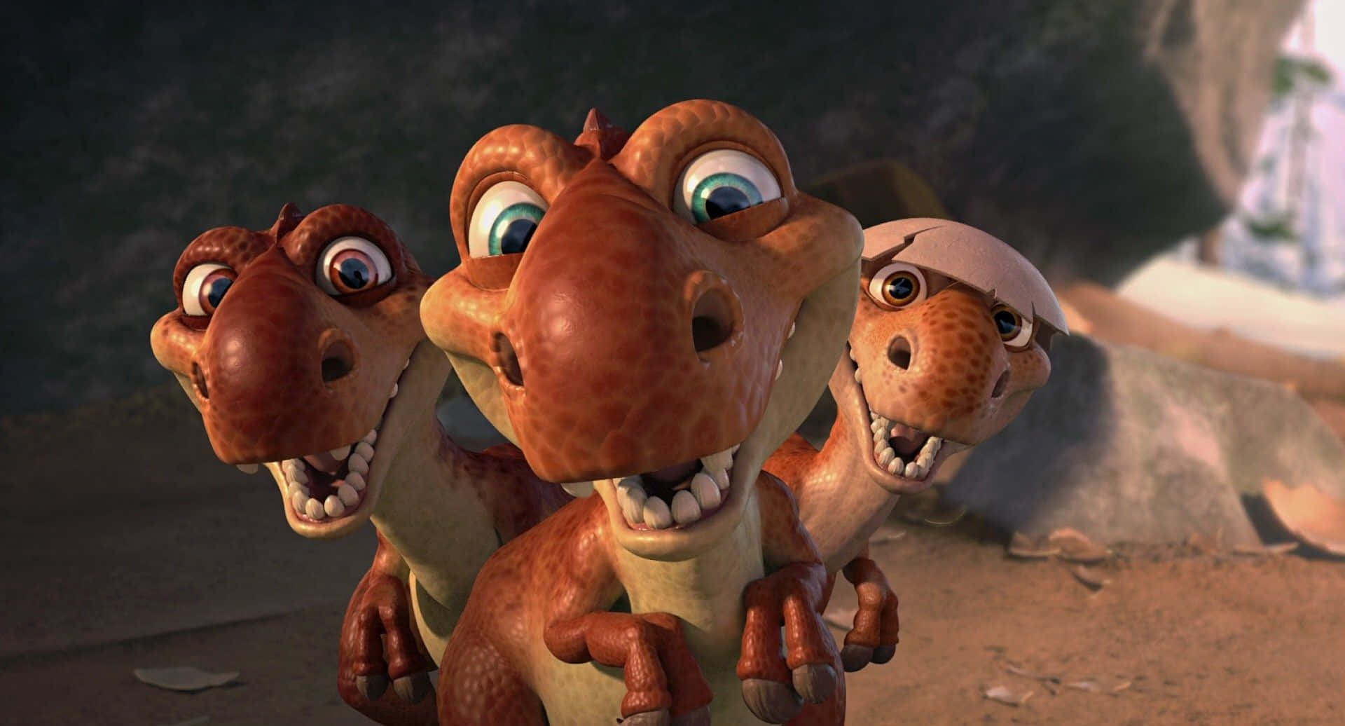 Three Dinosaurs At Ice Age Dawn Of The Dinosaurs Background
