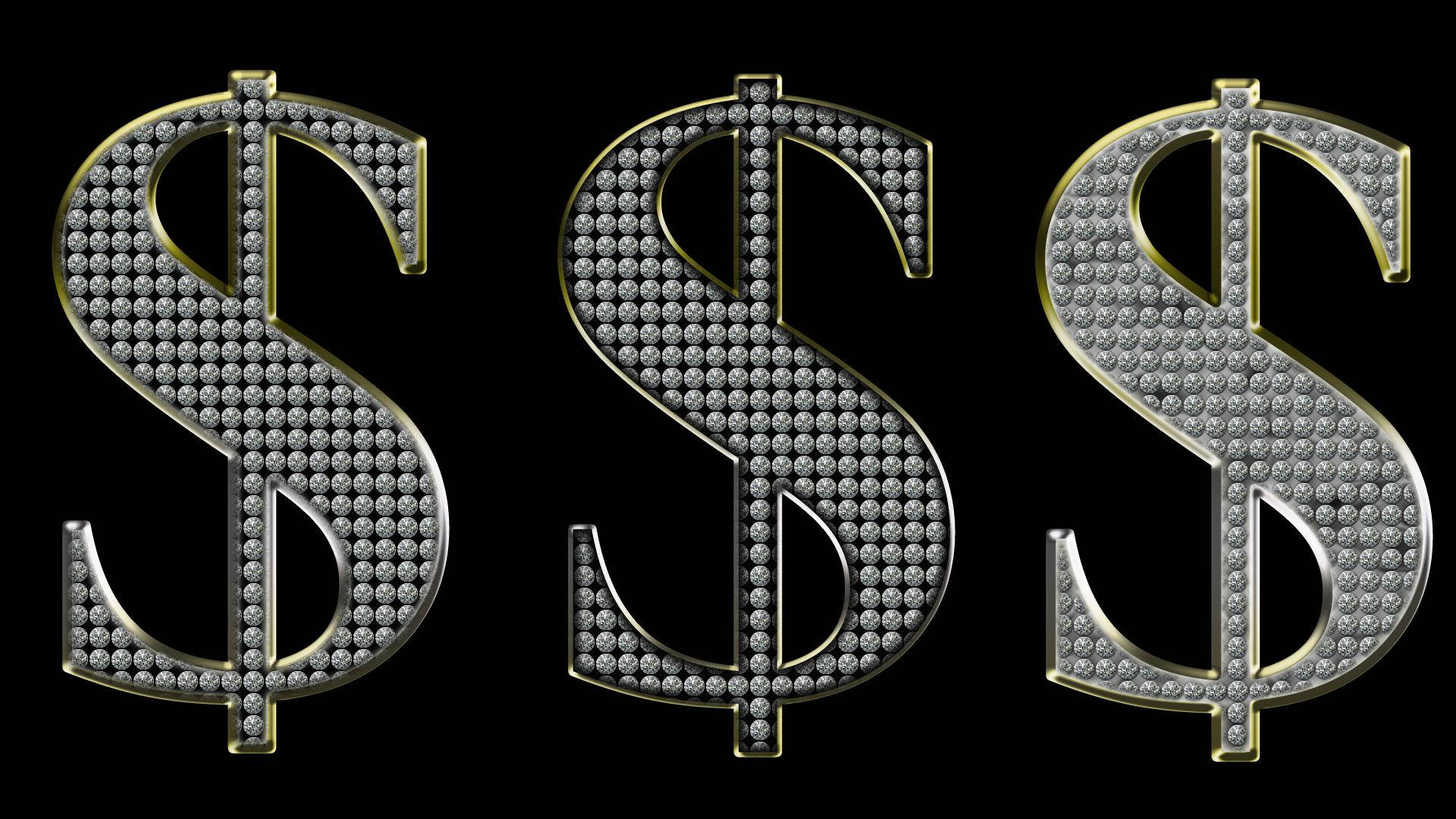 Three Dollar Signs On A Black Background Background