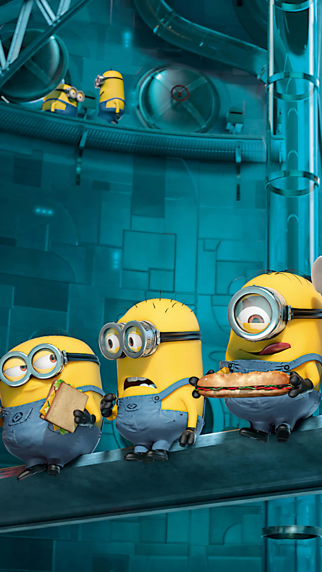 Three Eating Despicable Me Minion Iphone Background