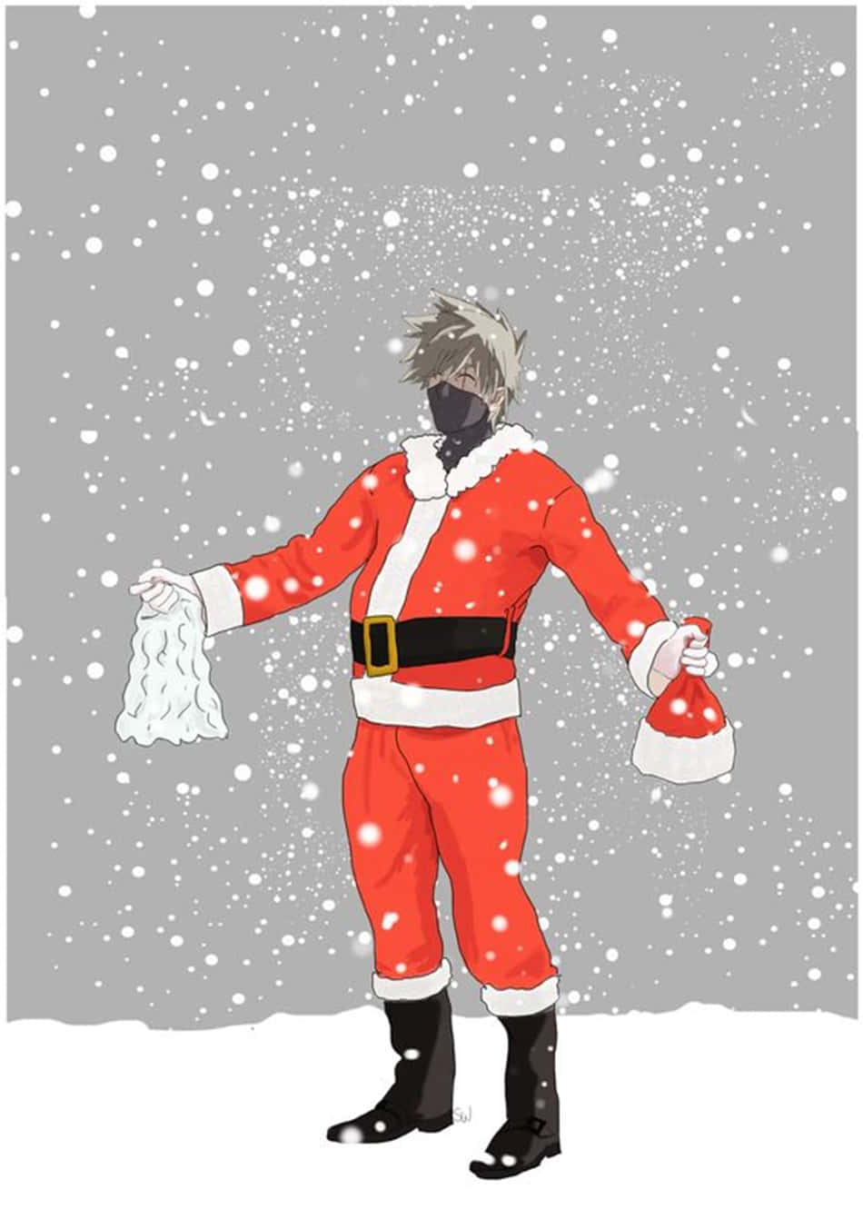 Three Festive Anime Boys Enjoying The Holiday Cheer! Background