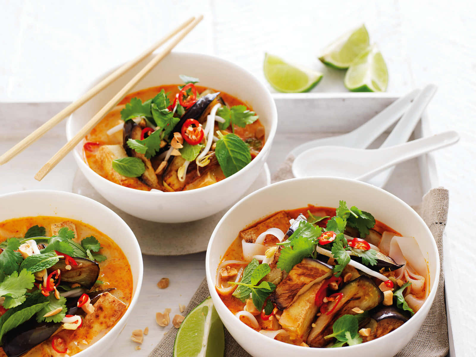 Three Full Bowls Of Curry Laksa