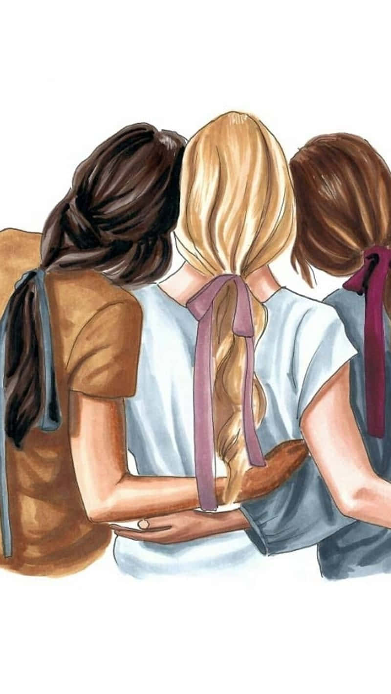 Three Girl Best Friends Forever Iphone Background