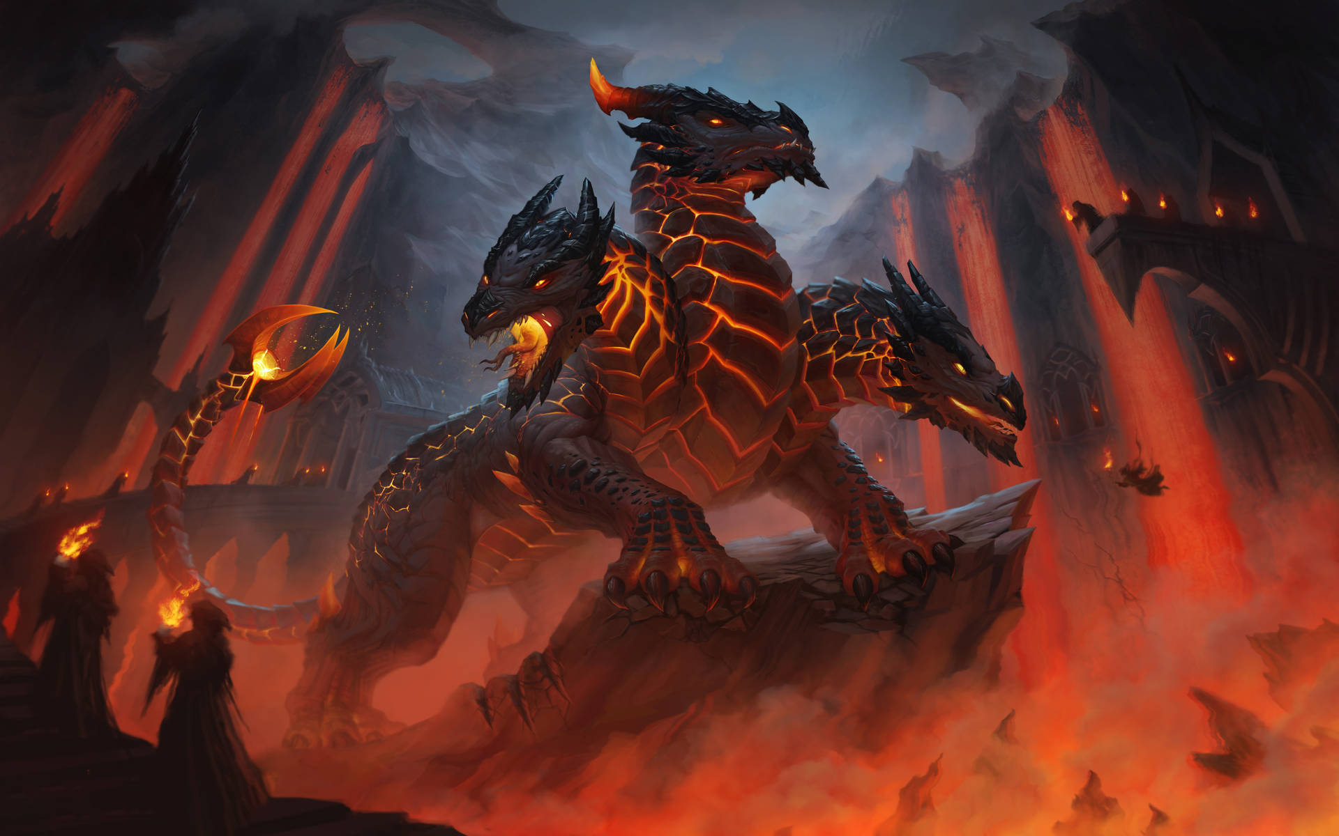 Three Headed Lava Dragon Background