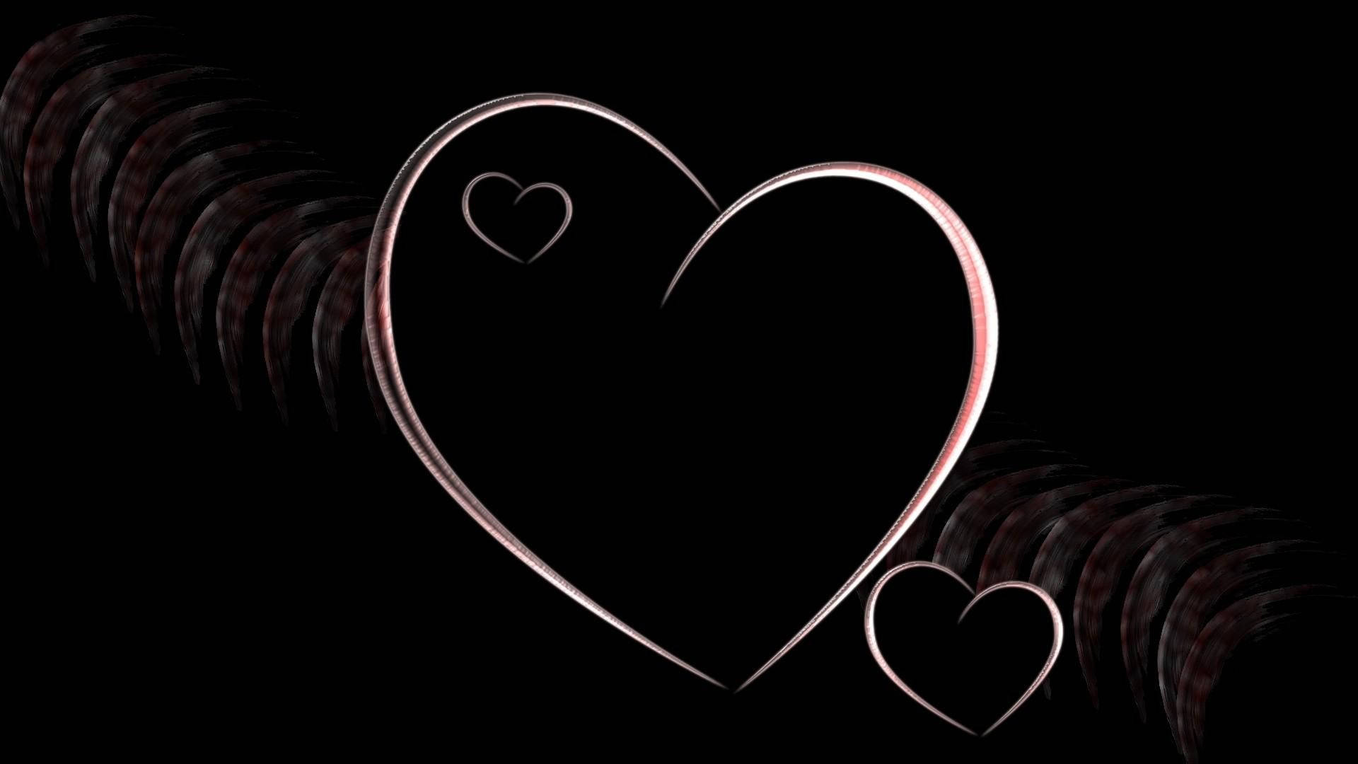 Three Hearts Black Love Background