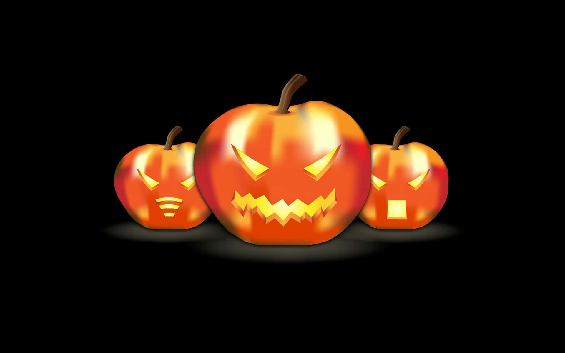 Three Horrific Pumpkins Simple Halloween Background