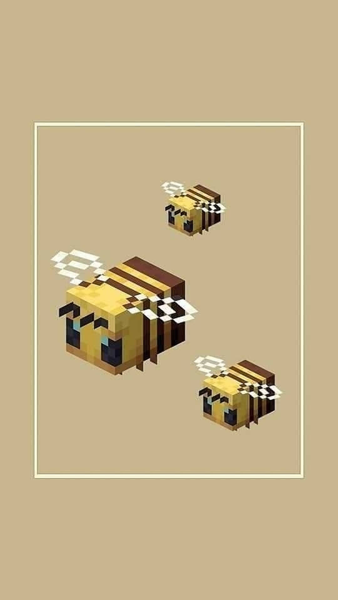 Three Hovering Minecraft Bees Background