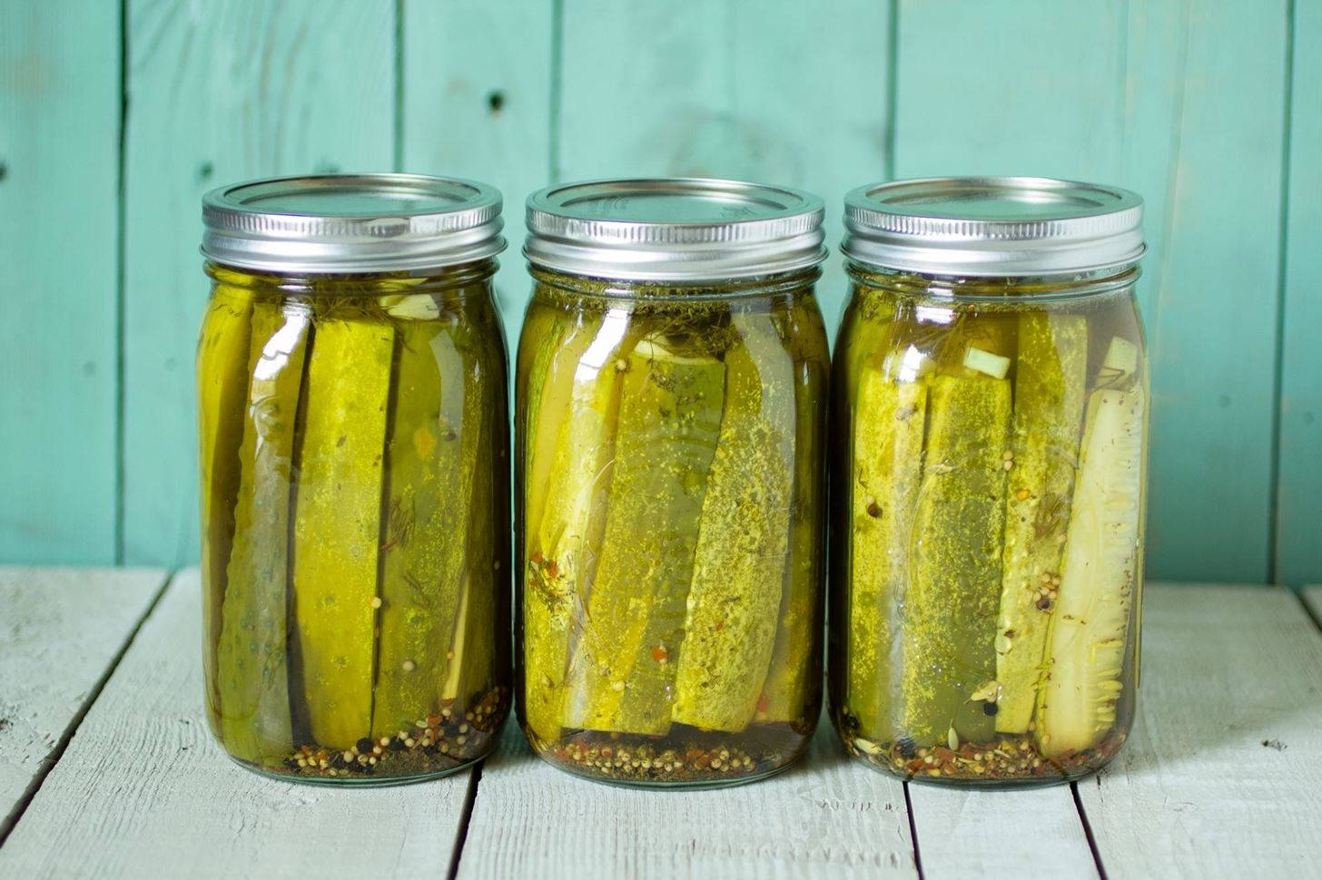 Three Jars Of Pickles Background